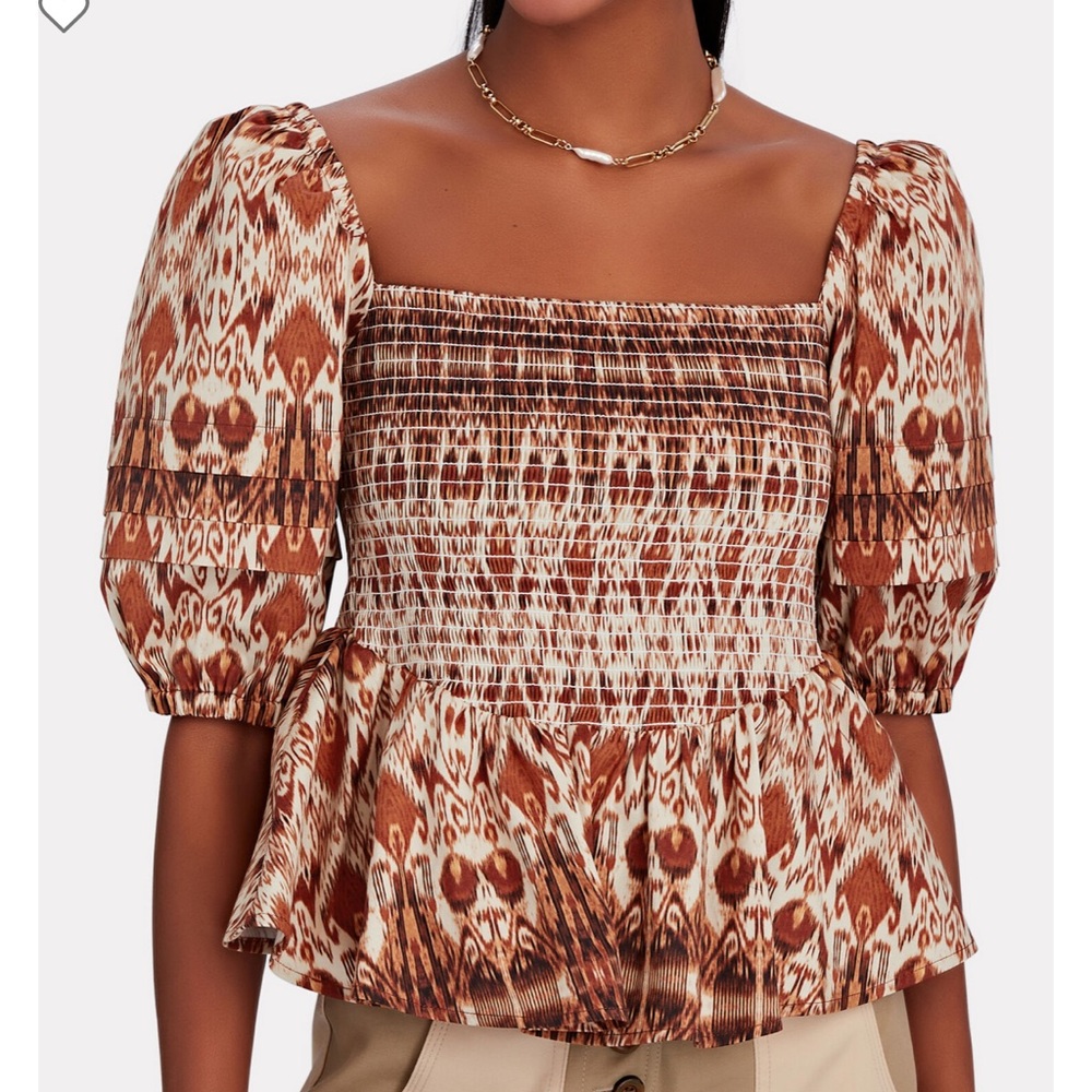 Autumn Adeigbo puff sleeve smocked top